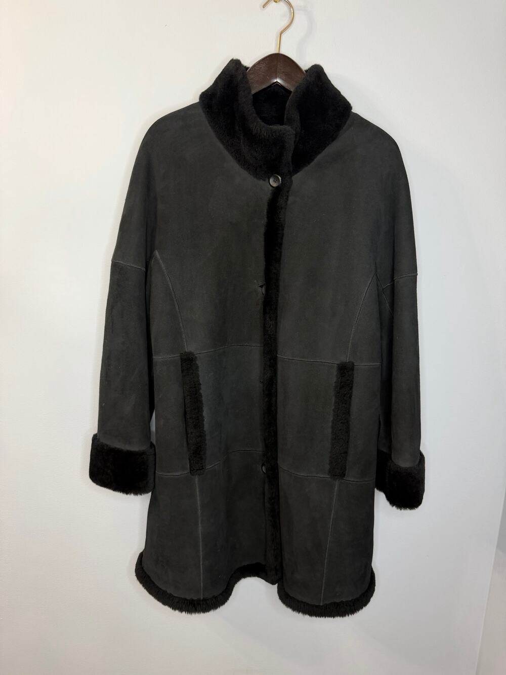 Autunno Sheepskin Suede Shearling Jacket Black Women's M